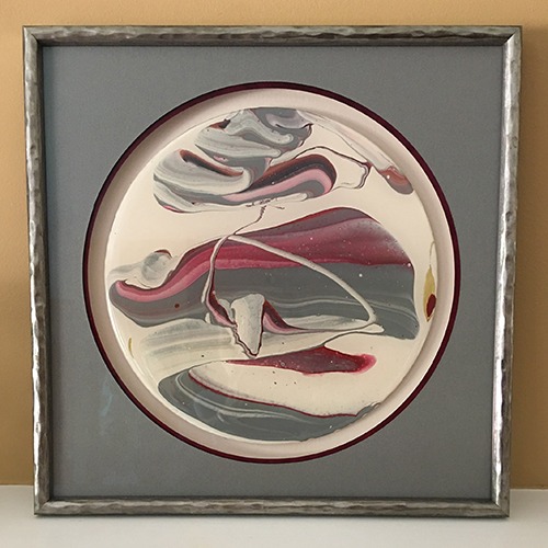 Fluid art vinyl record framed